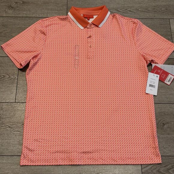 Redvanly Divine Golf Polo Shirt Coral Mens Large New All Over Print Pattern - Picture 2 of 6